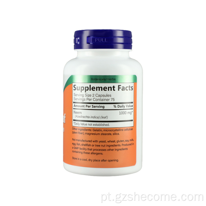 As cápsulas de folha de nim premium suportam suplemento imunológico